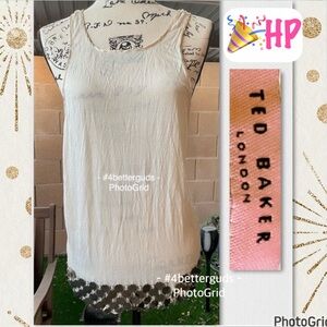 Ted Baker London Metal Circles Embellished Racerback Sheer Tunic Tank Sz 2 = S 6